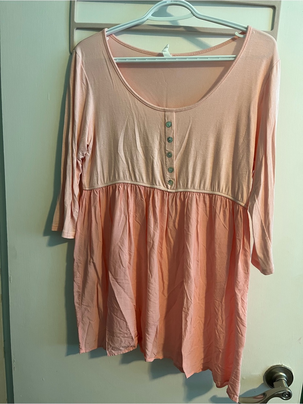 Pink Maternity Soft Scoop Neck Button-Front Tunic Top